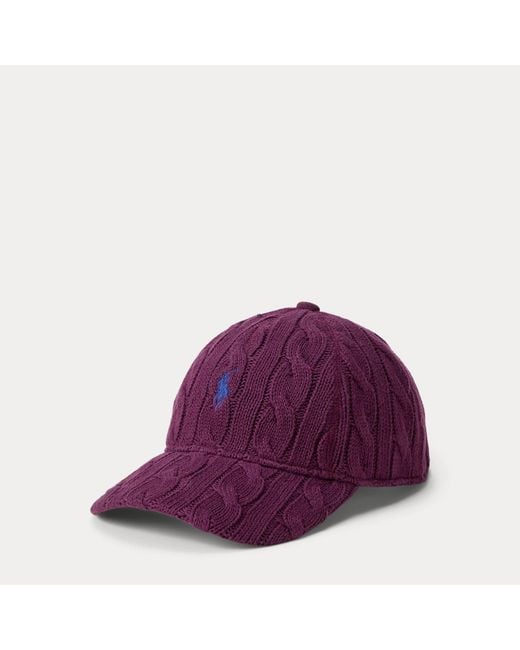 Polo Ralph Lauren Black Cable-Knit Cotton Ball Cap