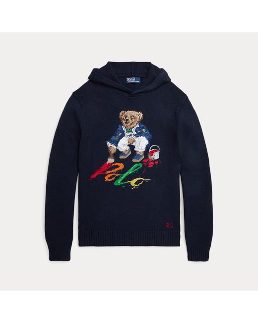 Polo Ralph Lauren Blue Polo Bear Cotton Hooded Sweater for men