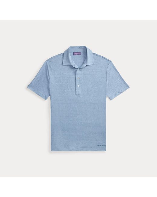 Ralph Lauren Blue Linen Jersey Polo Shirt for men