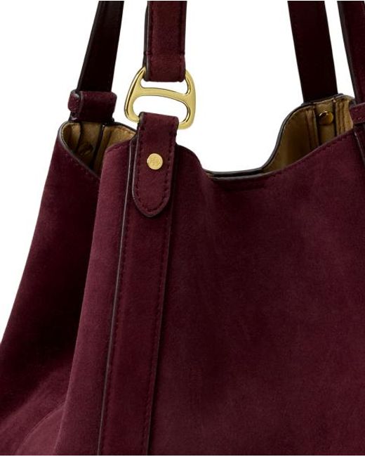 Ralph Lauren Purple Sheep-Suede Small Tasha Tote Bag