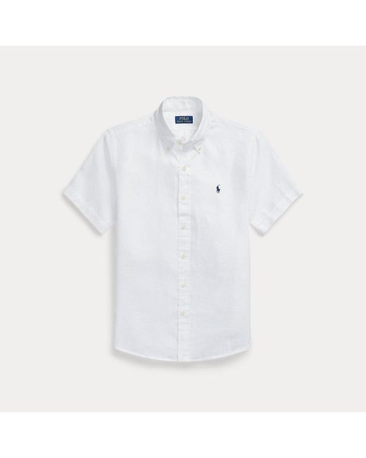 Camicia in lino Custom-Fit di Polo Ralph Lauren in White da Uomo