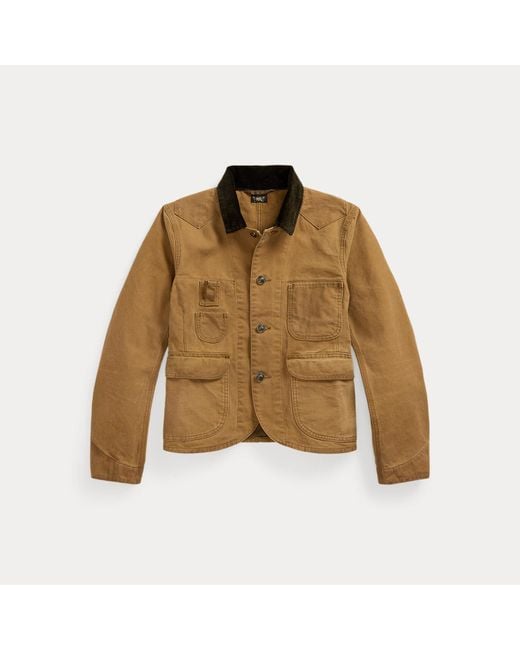 RRL Natural Corduroy-Collar Canvas Jacket