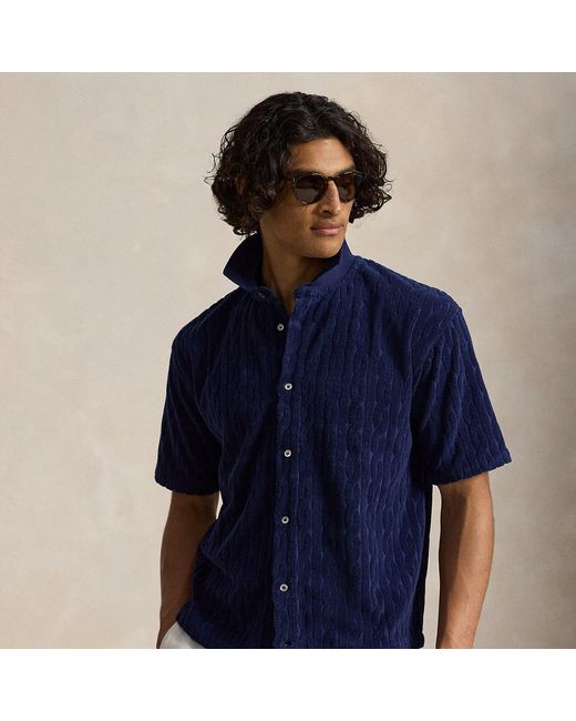 Polo Ralph Lauren Blue Relaxed Fit Cabled Terry Shirt for men