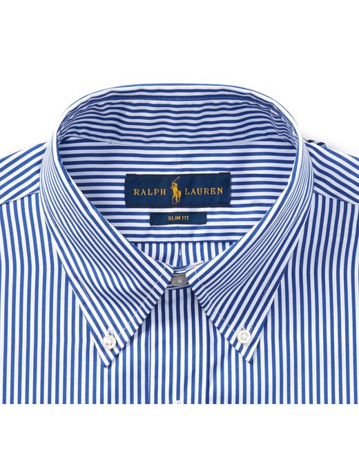 ralph lauren blue white striped shirt