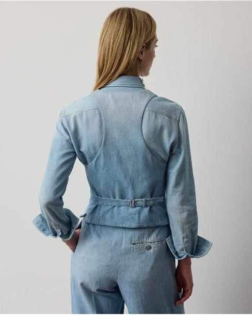 Ralph Lauren Blue Clarissa Cotton Denim Waistcoat