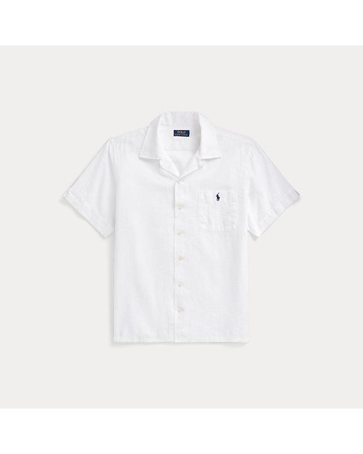 Camisa de manga corta de algodón y lino Polo Ralph Lauren de hombre de color White