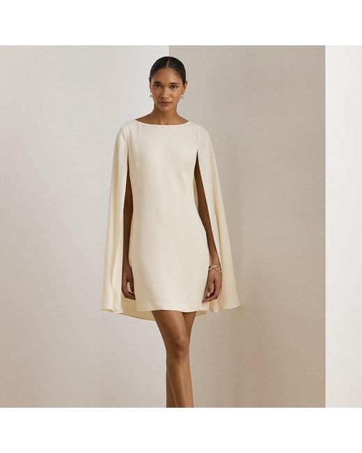 Ralph Lauren Natural Cape Georgette Cocktail Dress