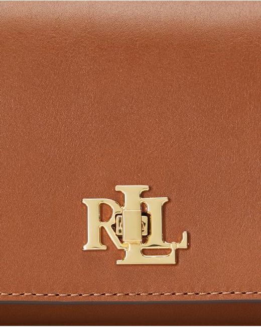 Ralph Lauren Brown Leather Crossbody Turn-lock Tech Case