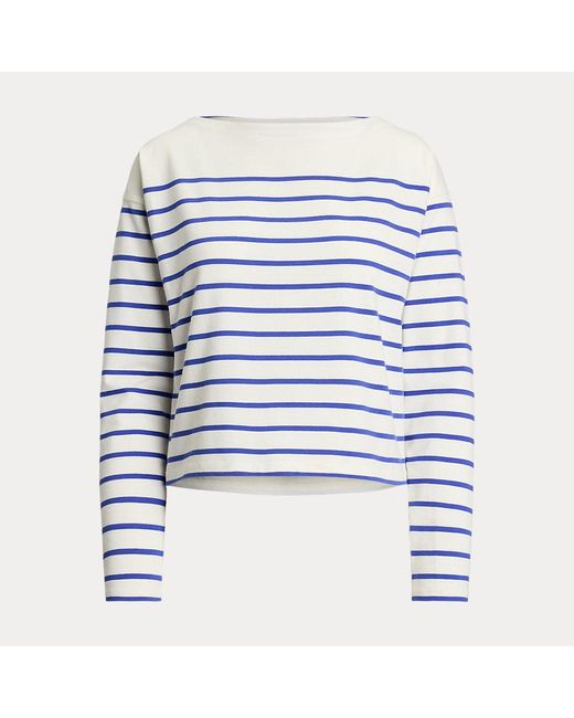 Ralph Lauren Blue Gestreiftes Top Mit U-Boot-Ausschnitt