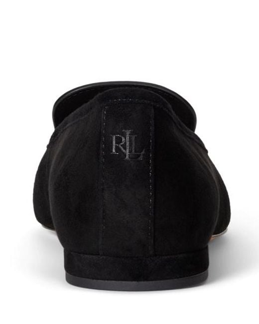 Ralph Lauren Black Londyn Sheep-Suede Kiltie Ballet Flat