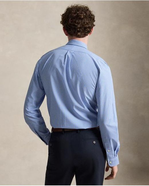 Polo Ralph Lauren Blue Slim Fit Check Stretch Poplin Shirt for men