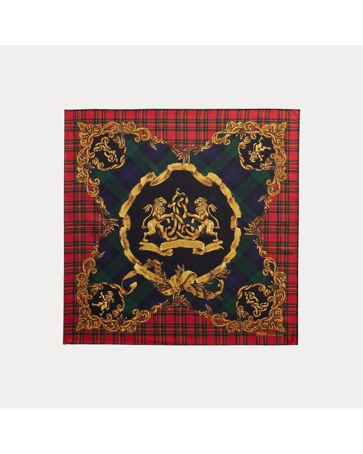 Polo Ralph Lauren Red Crest Silk Twill Square Scarf for men