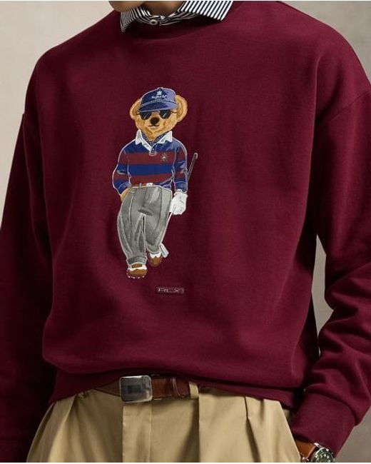 Ralph Lauren Red Relaxed Fit Polo Bear Sweatshirt for men