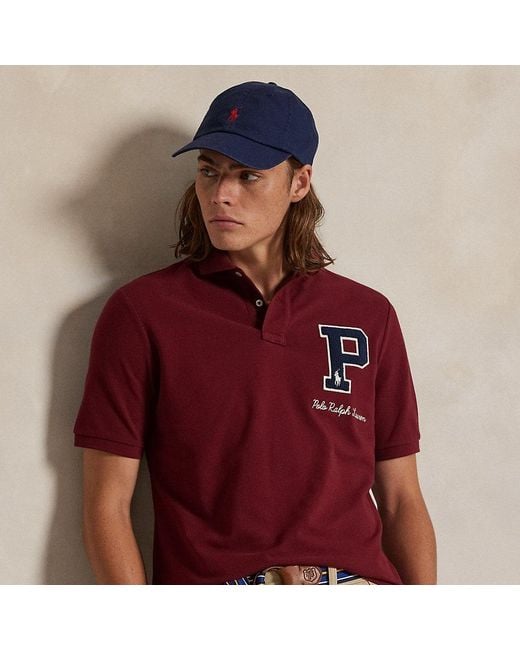 Polo Letterman in piqué Classic-Fit di Polo Ralph Lauren in Red da Uomo