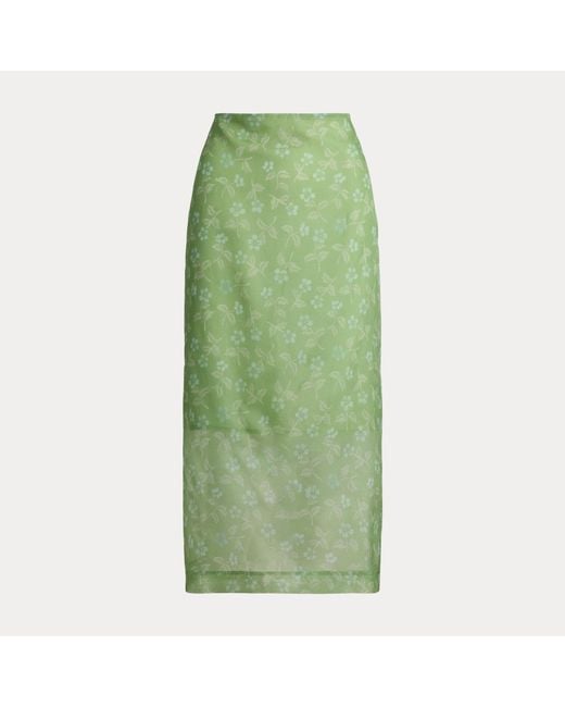 Polo Ralph Lauren Green Floral Silk Organza Skirt