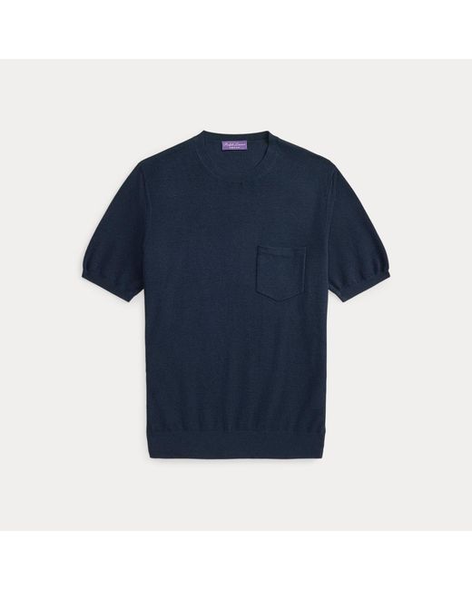 Ralph Lauren Blue Silk-Blend Short-Sleeve Jumper for men