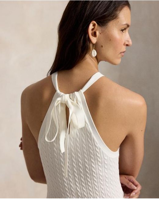 Polo Ralph Lauren Natural Cable-Knit Halter Dress