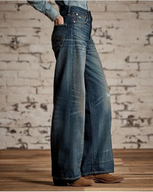 RRL Blue Vintage Wide Fit Distressed Kenley Jean