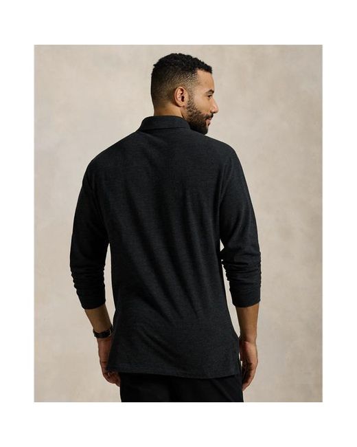 Taglie Plus - Polo in piqué con logo di Ralph Lauren in Black da Uomo