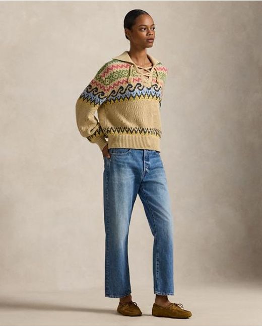 Polo Ralph Lauren Metallic Fair Isle Lace-Up Jumper