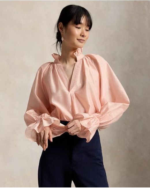 Ralph Lauren Pink Cotton-Silk Organdy Shirt
