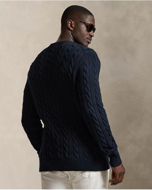 Ralph Lauren Blue Cable-Knit Cotton Sweater for men