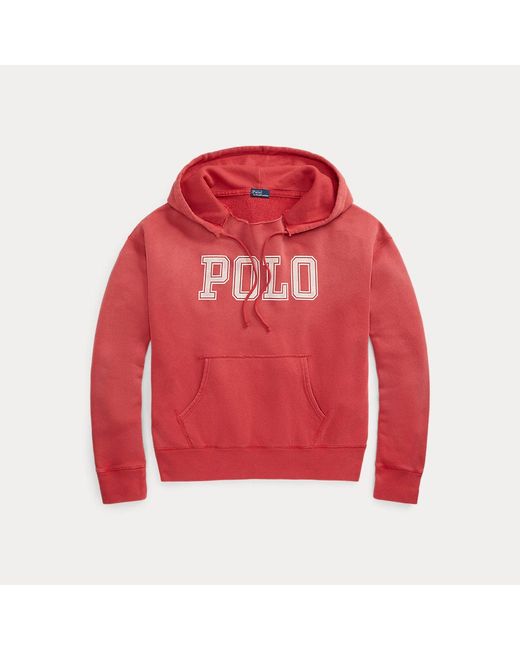Polo Ralph Lauren Fleece Hoodie Met Hals Met Split En Logo in het Red