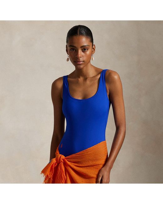 Polo Ralph Lauren Blue Scoopback One-Piece Swimsuit