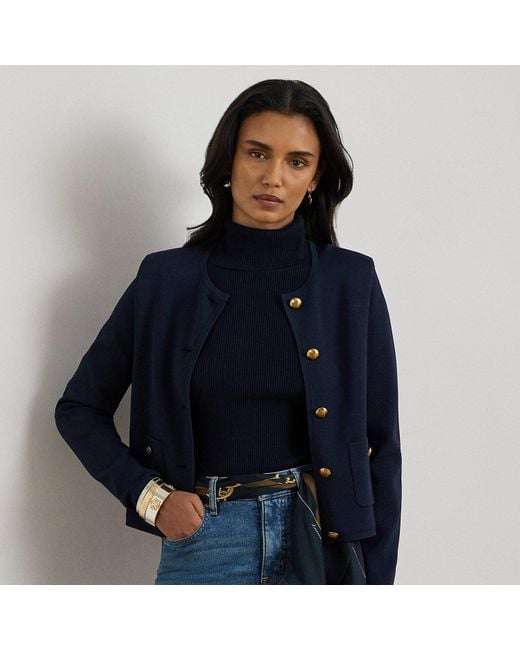 Ralph Lauren Blue Cropped Crewneck Jumper Jacket