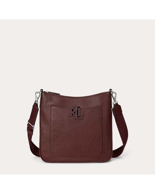 Ralph Lauren Blue Große Narbenleder-Umhängetasche Cameryn