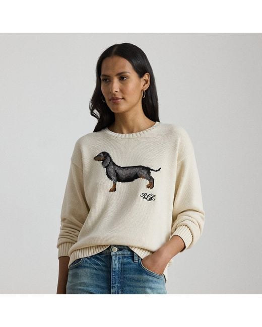 Ralph Lauren Natural Intarsia-Knit Dachshund Cotton Jumper