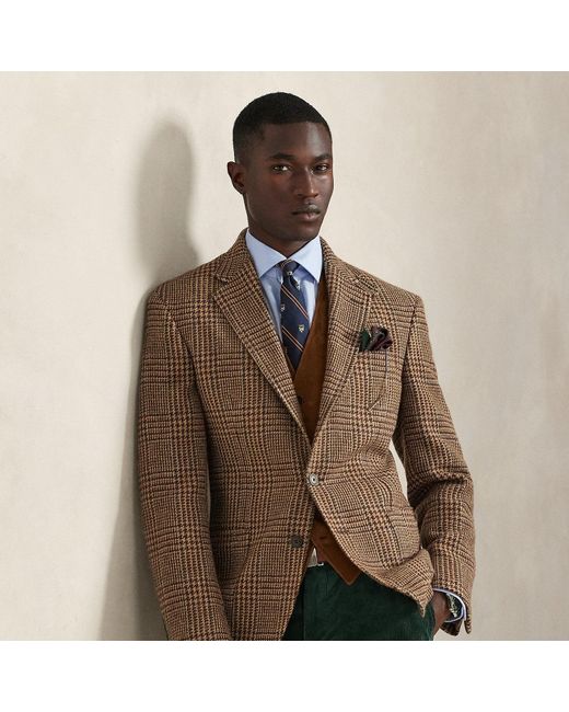 Ralph Lauren Brown Polo Tailored Fit Plaid Suit Jacket for men
