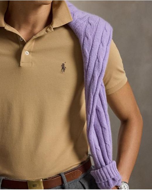 Polo Ralph Lauren Natural Custom Slim Fit Stretch Mesh Polo Shirt for men