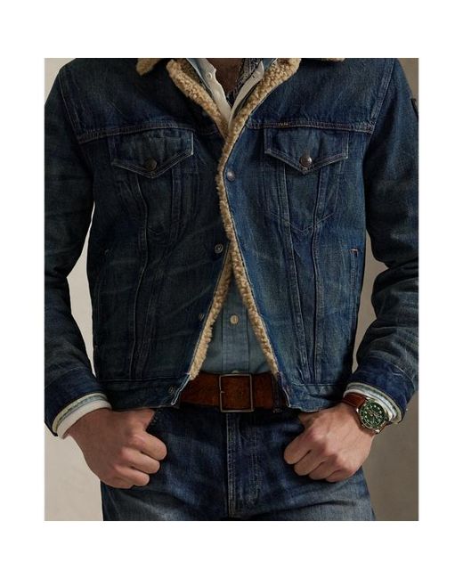 Ralph Lauren Fleece-lined Trucker Jacket in Blue for Men | Lyst