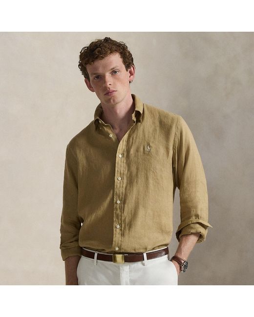 Ralph Lauren Men's Green Classic Fit Linen Shirt