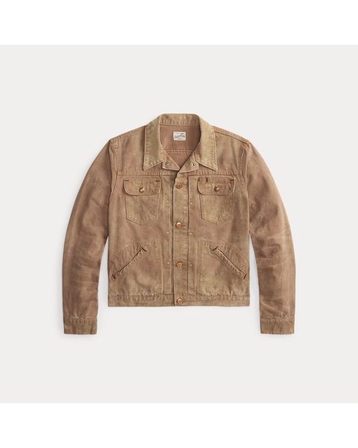 RRL Gray Distressed Canvas Trucker Jacket for men