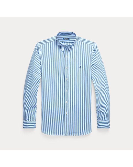 Polo Ralph Lauren Blue Slim Fit Striped Stretch Poplin Shirt for men
