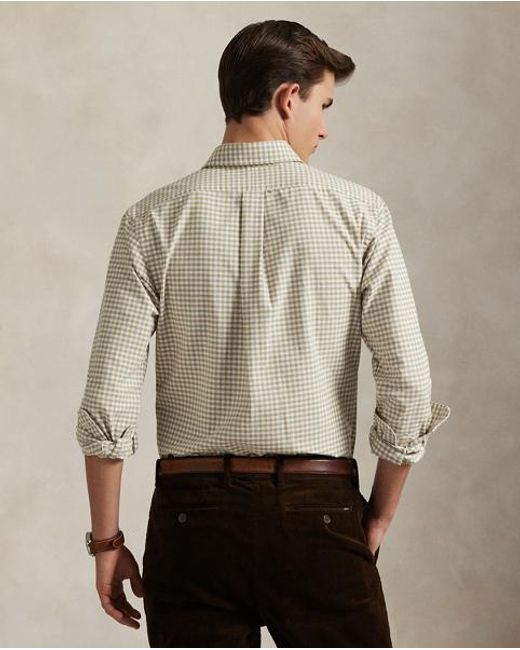 Polo Ralph Lauren Natural Custom Fit Gingham Oxford Shirt for men