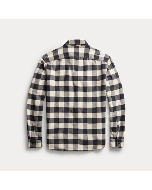 RRL Gray Buffalo Check Twill Workshirt for men