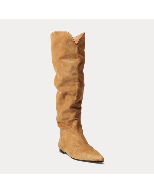 Polo Ralph Lauren Brown Suede Knee-high Flat Boot