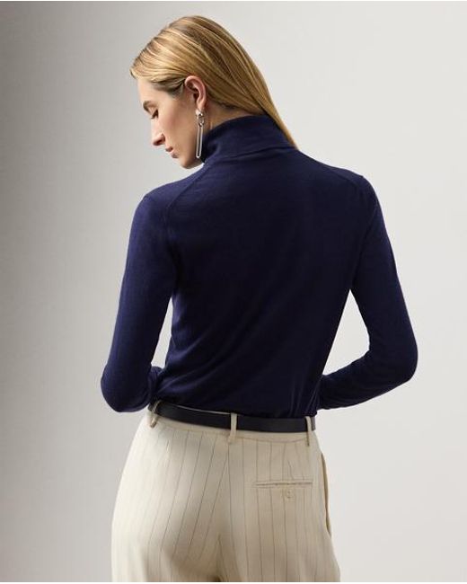Ralph Lauren Blue Cashmere Roll Neck Jumper