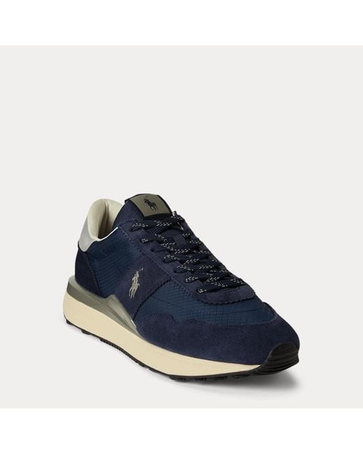 Ralph Lauren Blue Train 89 Suede And Oxford Trainer for men
