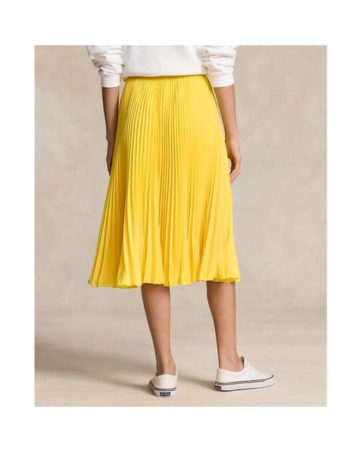 Polo Ralph Lauren Yellow Pleated Midi Skirt