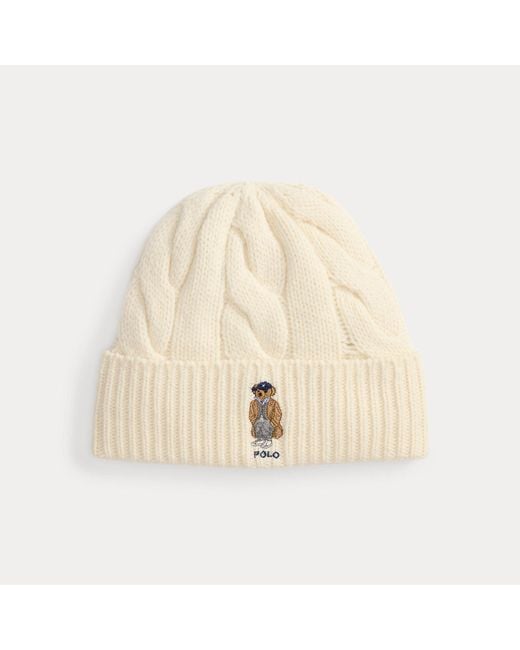 Ralph Lauren Natural Polo Bear Cable Wool-Blend Beanie