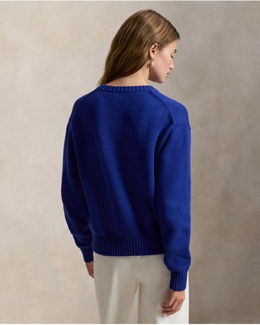 Ralph Lauren Blue Polo Bear Cotton Crewneck Jumper