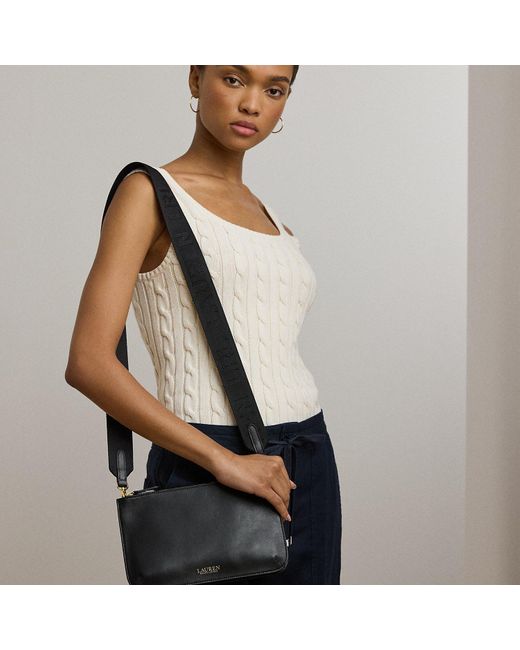 Ralph Lauren Black Leather Medium Landyn Crossbody Bag