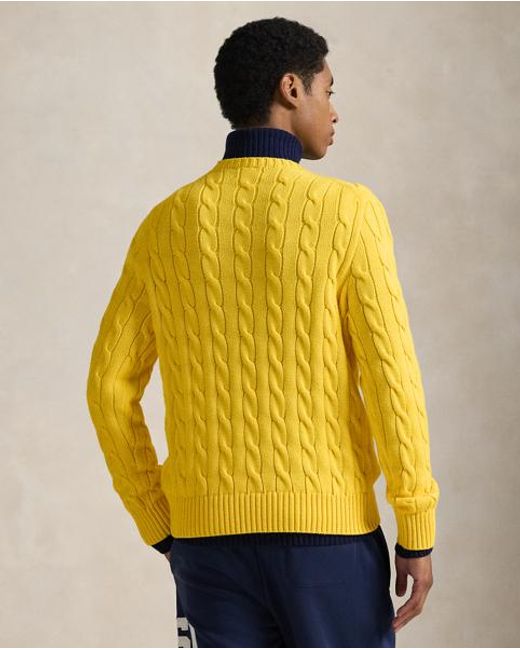 Ralph Lauren Yellow Cable-Knit Iconic Flag Jumper for men