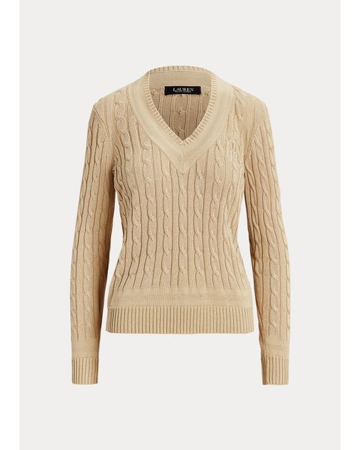 Ralph Lauren Cableknit Cricket Jumper in Natural Lyst UK