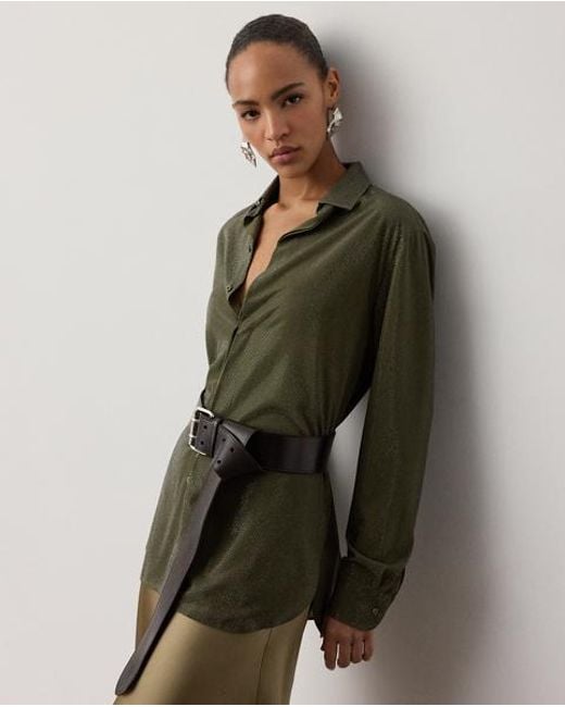 Ralph Lauren Green Adrien Relaxed Fit Embellished Shirt