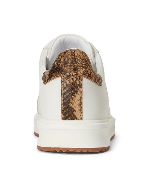 Ralph Lauren White Ainsley Python-Embossed-Trim Trainer